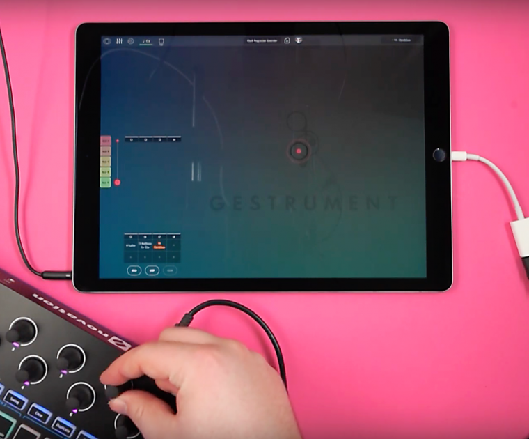 iPad connected to MIDI hardware