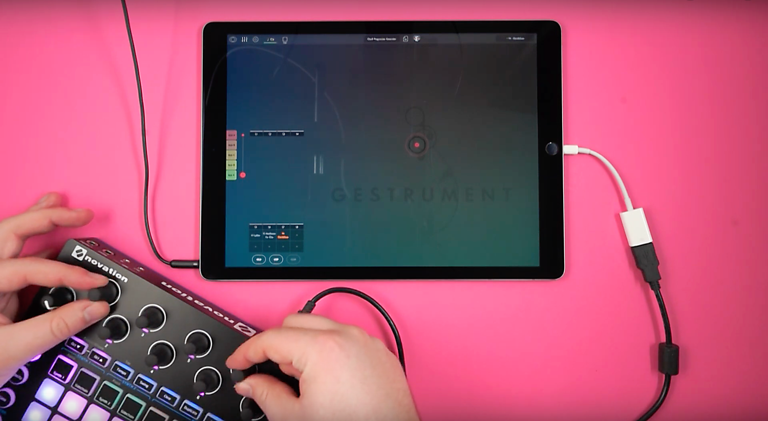 iPad connected to MIDI hardware